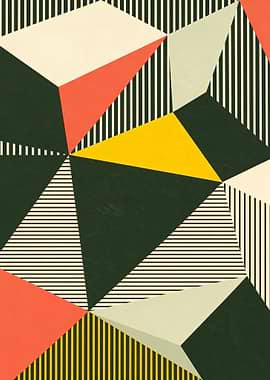Geometric Abstract with Stripes and Triangles