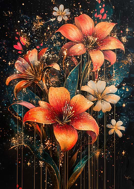 Floral Fantasy with Sparkling Accents