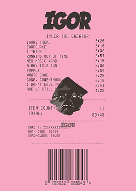 Igor Album Receipt by Tyler, The Creator