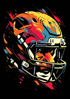 Colorful Football Helmet Art