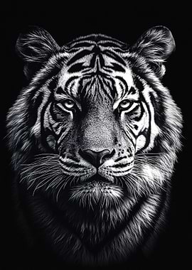 Monochrome Tiger Portrait