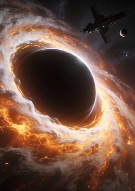 Space Black Hole with Spaceship