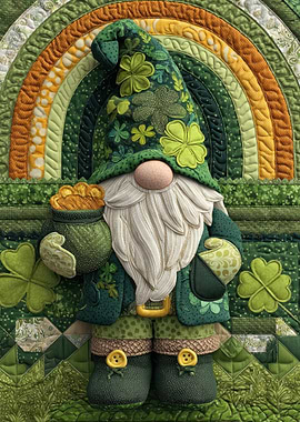 St. Patrick's Day Gnome Quilt Art