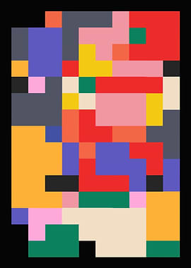 Abstract Geometric Color Block Composition