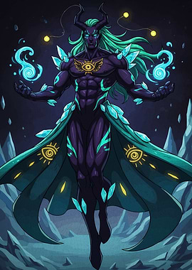 Horned Figure with Magic Orbs