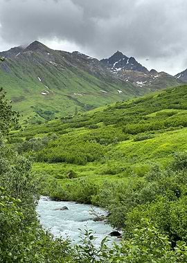 Mountain River Landscape in Alaska