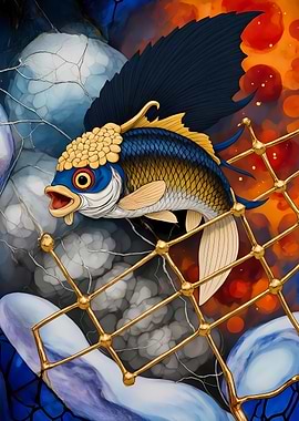 Abstract Fantasy #137 - Stylized Fish in Net