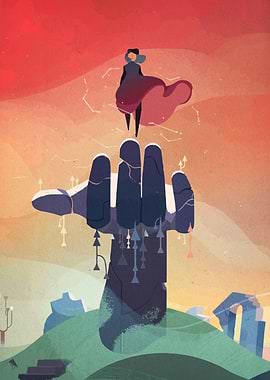 Stone Hand and Figure Landscape Art