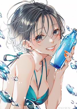 Anime Girl with Water Bottle