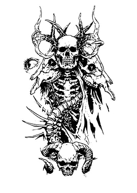 Black and White Skull Illustration