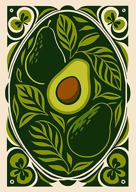 Avocado Art Nouveau Illustration