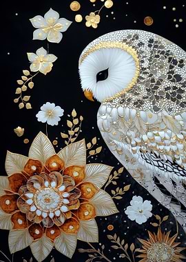 Elegant Owl with Floral Accents