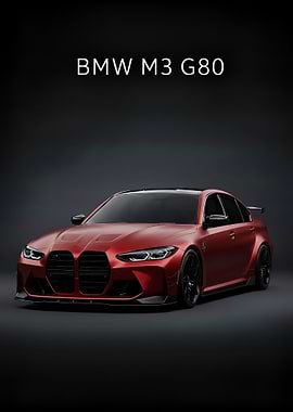 BMW M3 G80 Red poster