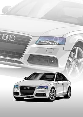 White Audi Car Illustration