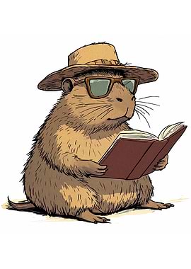 Cartoon Prairie Dog Reading a Book