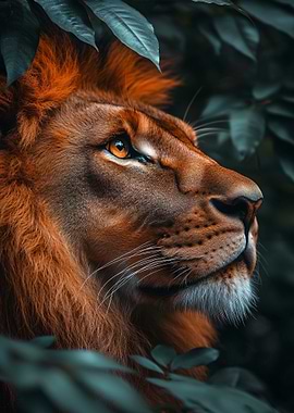 Lion portrait in the jungle