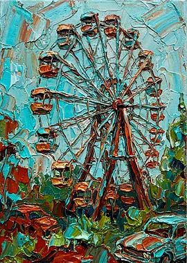 Ferris Wheel Oil Painting