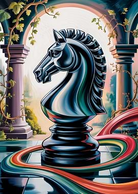 Chess Knight in an Arched Garden