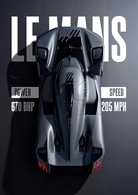 Grey Race Car Top View