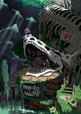 Dragon Skull House in Fantasy Landscape