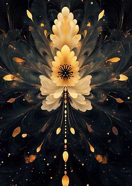 Golden Floral Abstract