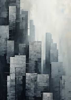 Abstract Gray Cityscape Art