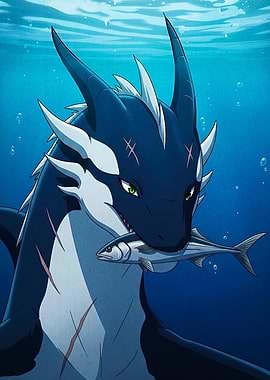 Dragon-Shark Hybrid with Fish