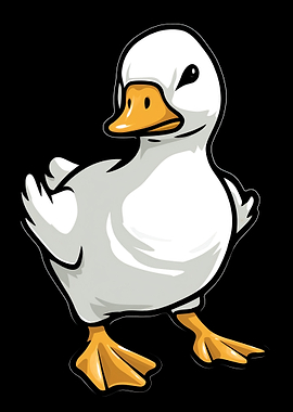 Cartoon Duck Illustration on Black Background