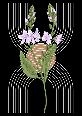 Floral Art with Geometric Elements