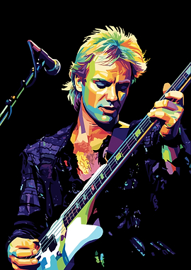 Sting playing bass guitar