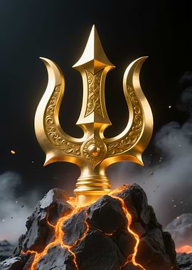 Golden Trident on Volcanic Rock