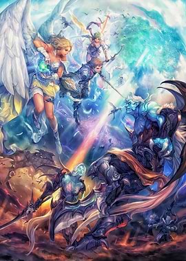 Fantasy Battle Scene with Warriors