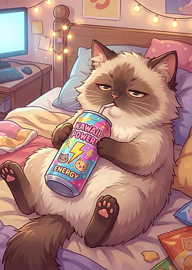 Cat Drinking Energy Drink