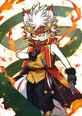 Anime Fox Warrior Character Illustration