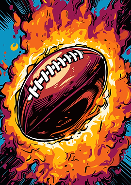 Flaming Football Pop Art Illustration