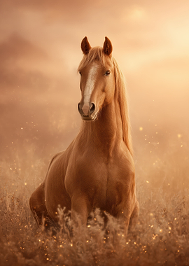 Brown Horse At Golden Hour