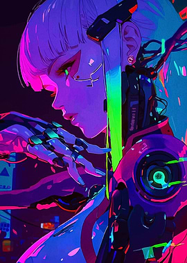 Cyberpunk Girl with Robotic Enhancements