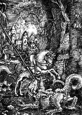 Saint George Slaying the Dragon Engraving