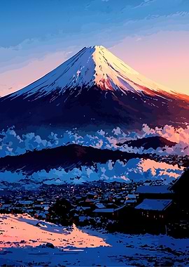 Mount Fuji Landscape Digital Art