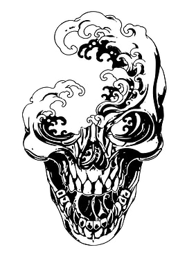 Skull and Wave Tattoo Design