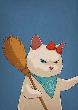 Grumpy Cat with Broom