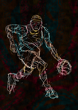 Basketball Player Abstract Neon Art