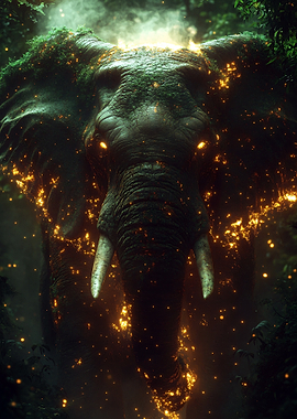 Glowing Elephant in the Jungle