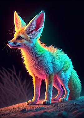 Neon Fennec Fox Portrait
