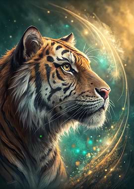 Tiger Portrait with Abstract Background
