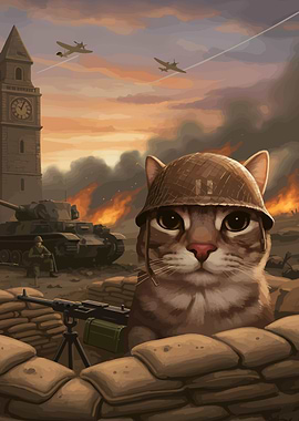 War Cat in Trench