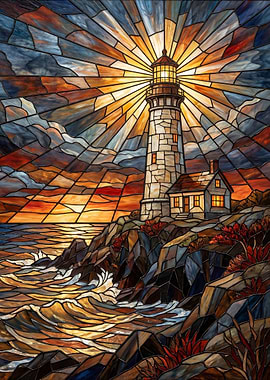 Lighthouse Stained Glass Art