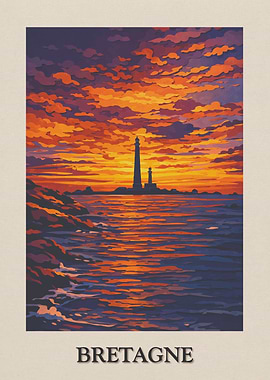 Bretagne Lighthouse Sunset
