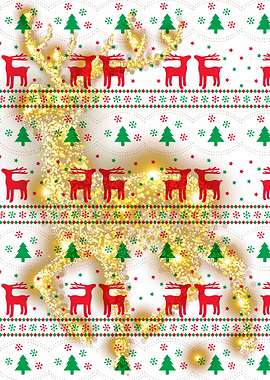 Christmas Reindeer Pattern with Lights
