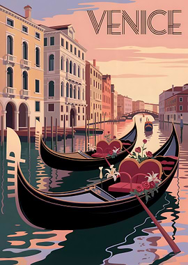 Venice Gondola Travel Poster